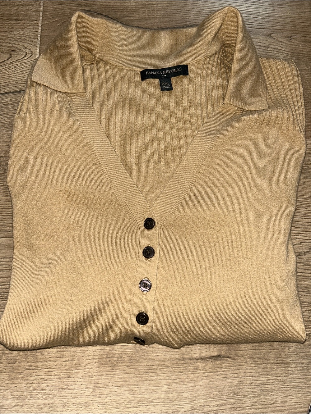 Banana Republic Women's Camel Button-Front Polo Cardigan